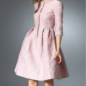 𝅺COEUR De Vague Fit and Flare Texture Pink Dress
